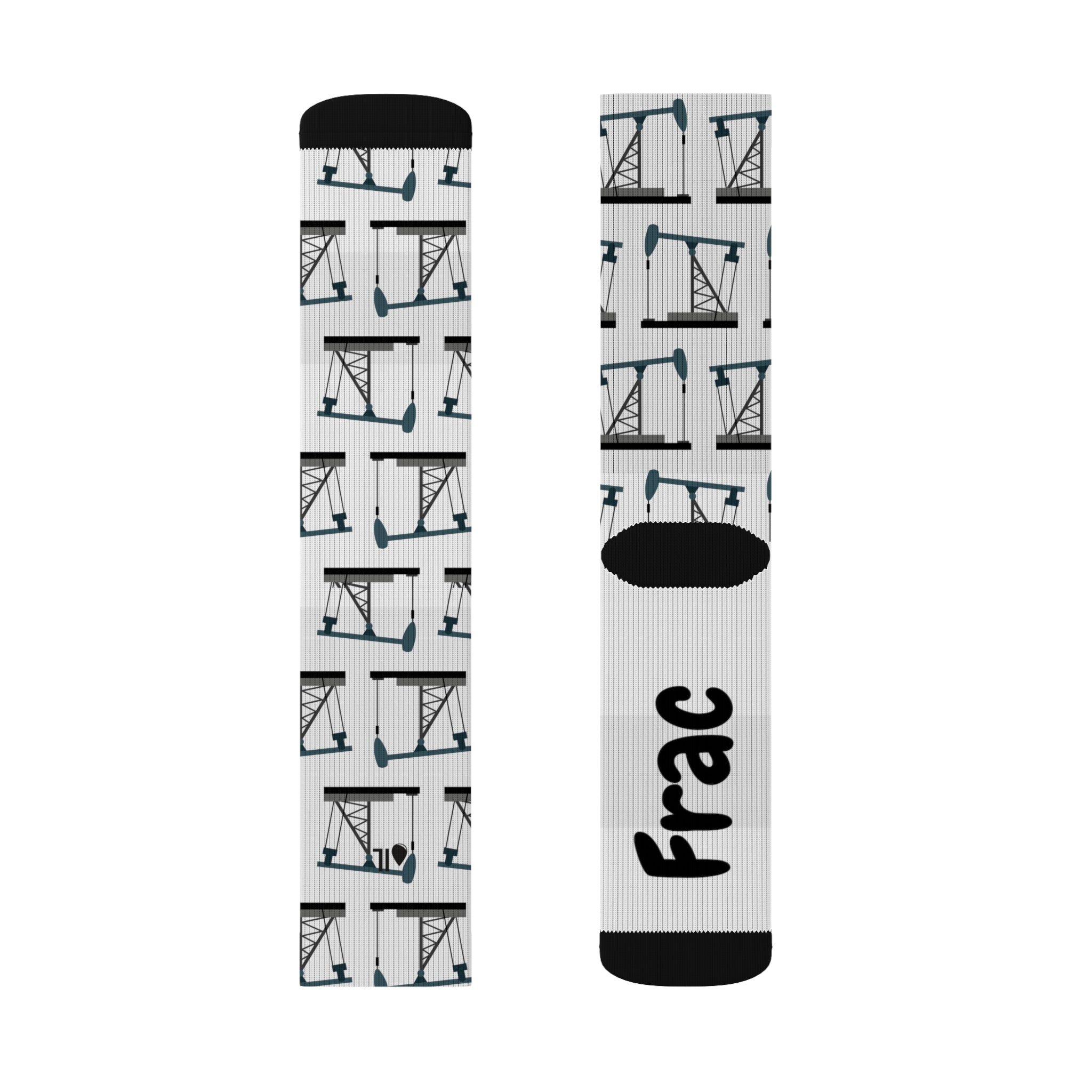 Frac Yeah! Pumpjack Oilfield Socks (White)