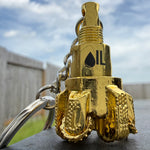 Oil drill bit keychain Shiny Gold