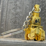 Oil drill bit keychain Shiny Gold