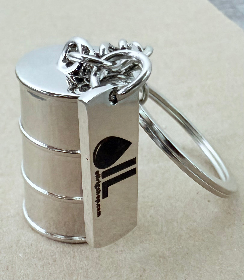 Oil Drum Keychain Silver Color