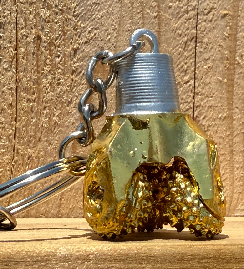 Oilfield Tricone Drill Bit Keychain Golden