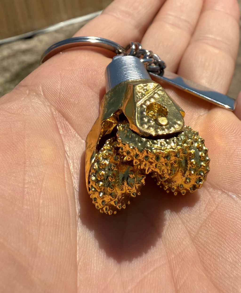 Oilfield Tricone Drill Bit Keychain Golden