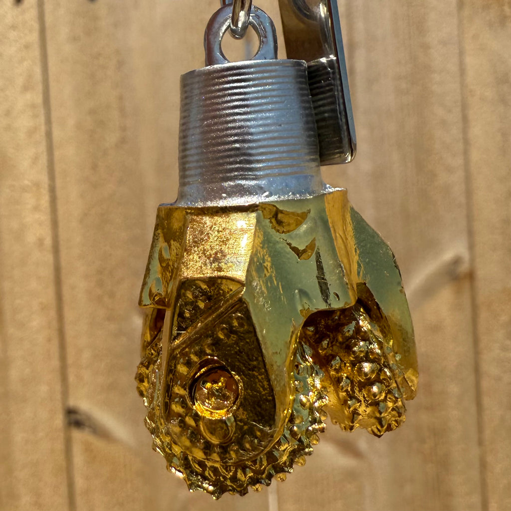 Oilfield Tricone Drill Bit Keychain Golden