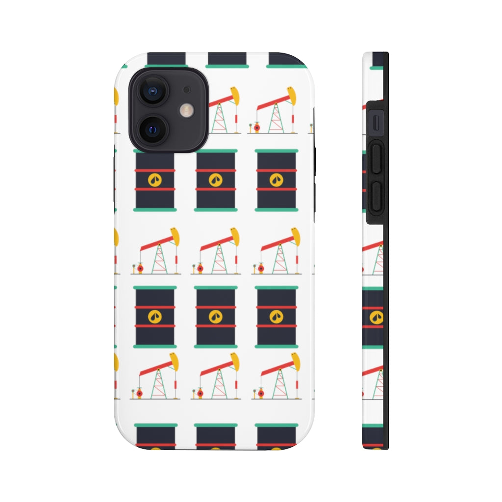 Pumpjack and Oil Barrel Tough Phone Case (White)