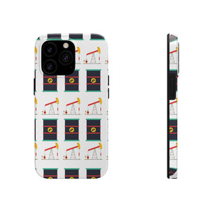 Pumpjack and Oil Barrel Tough Phone Case (White)