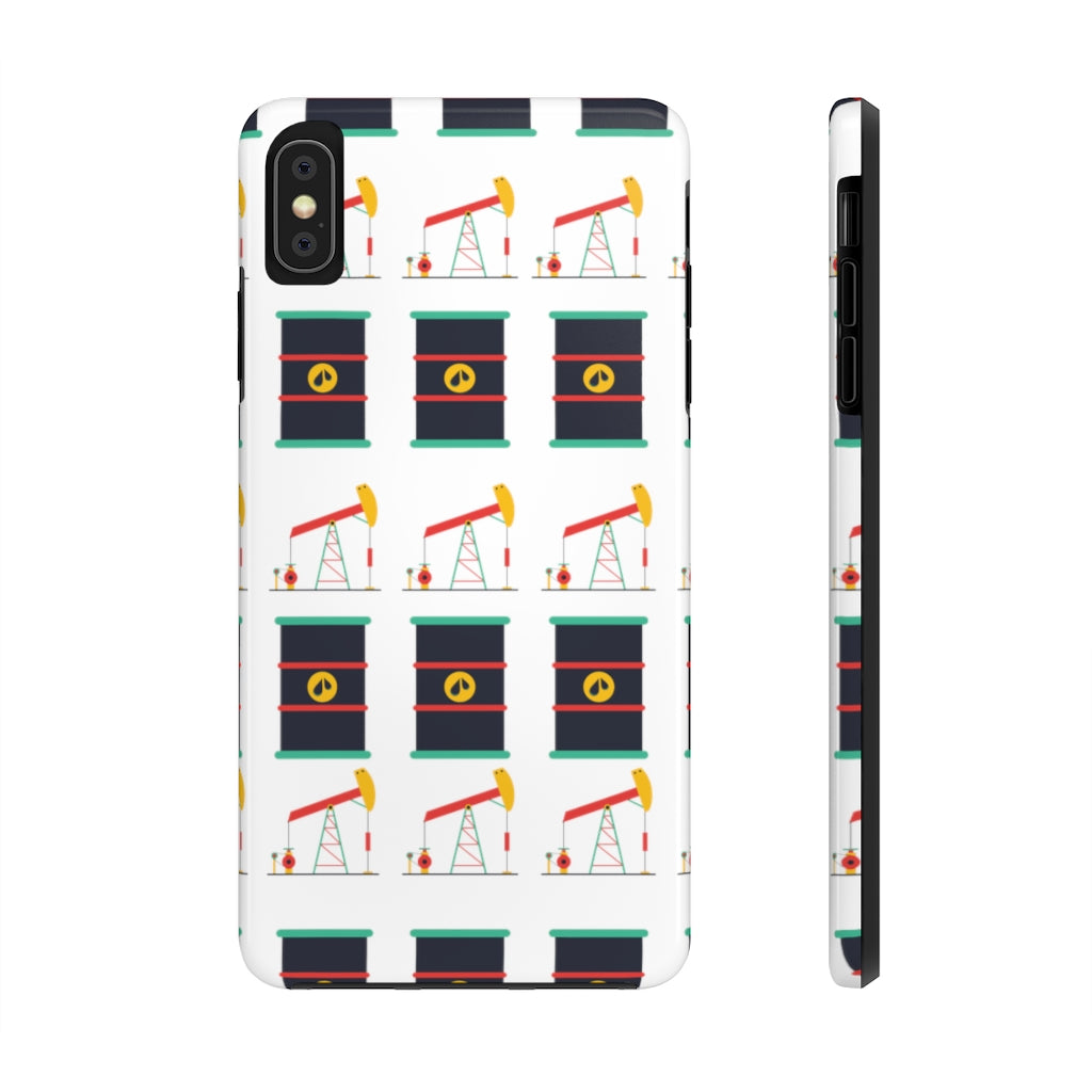 Pumpjack and Oil Barrel Tough Phone Case (White)