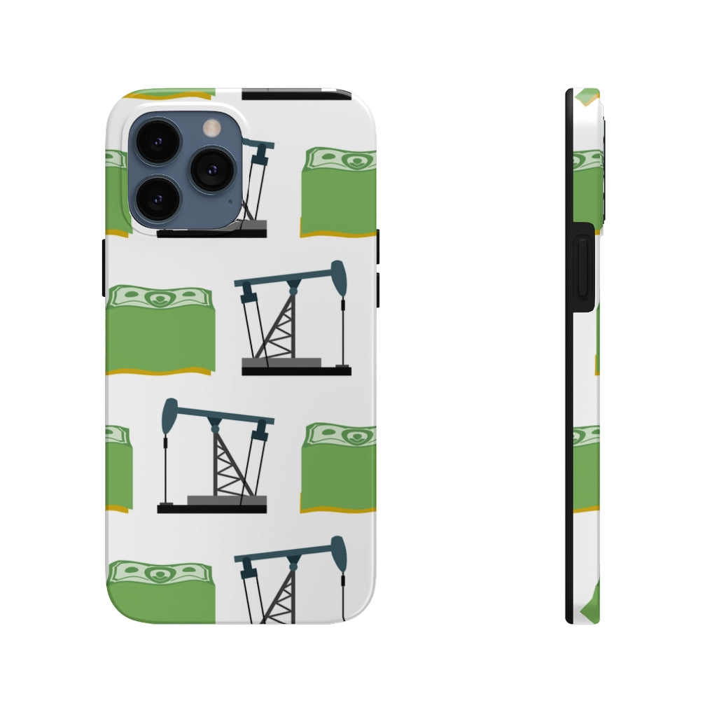 Pumpjack and Money Tough Phone Case (White)