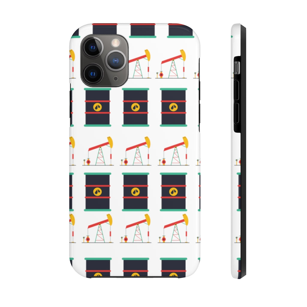 Pumpjack and Oil Barrel Tough Phone Case (White)