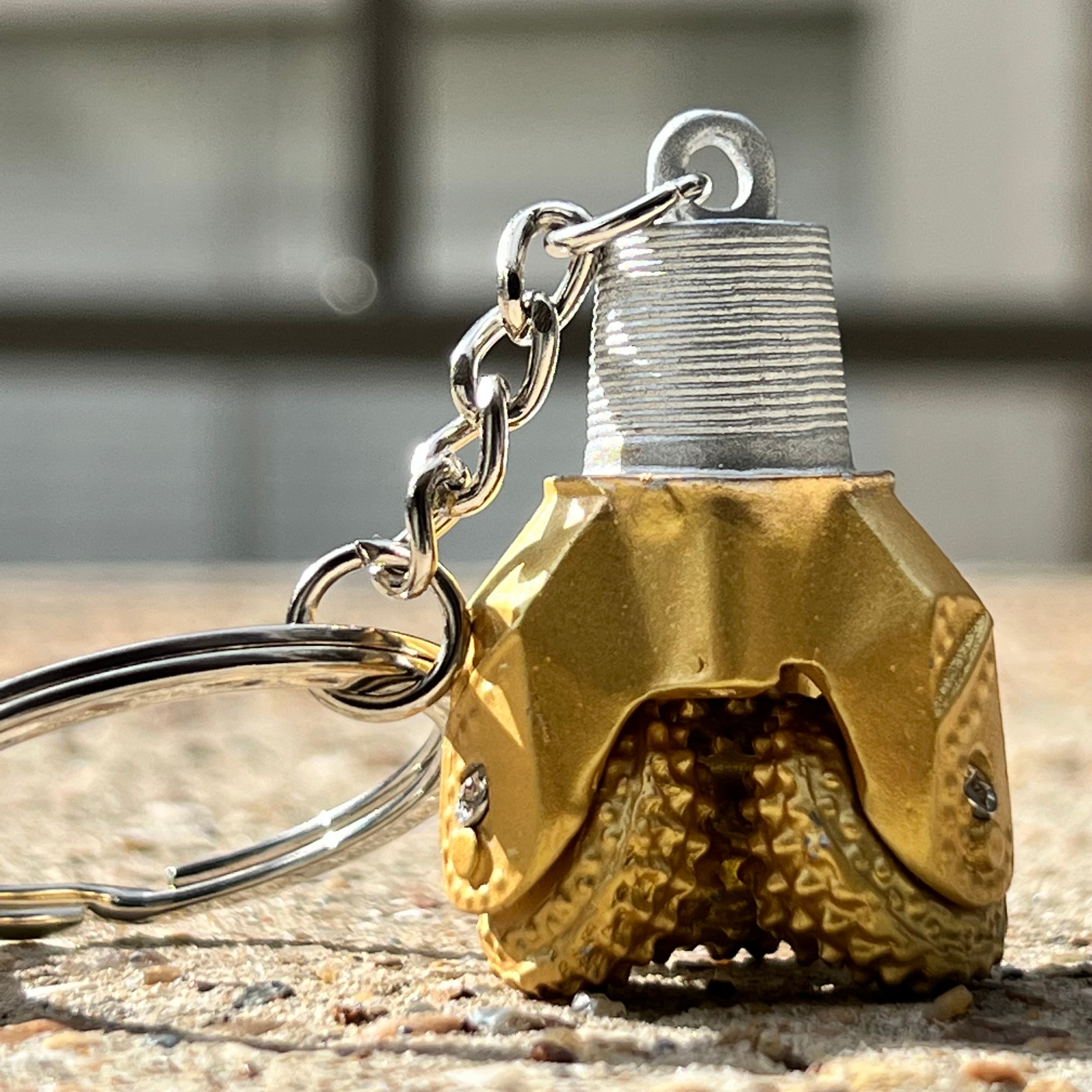 Oilfield Tricone Drill Bit Keychain Golden