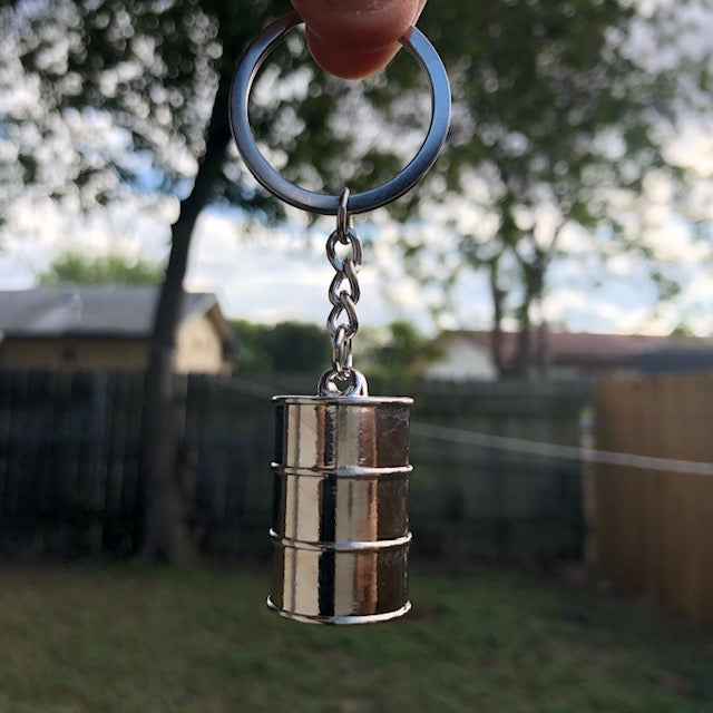 Oil Drum Keychain Silver Color