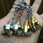 Oilfield Stainless Steel and Bronze Tricone Drill Bit Keychains