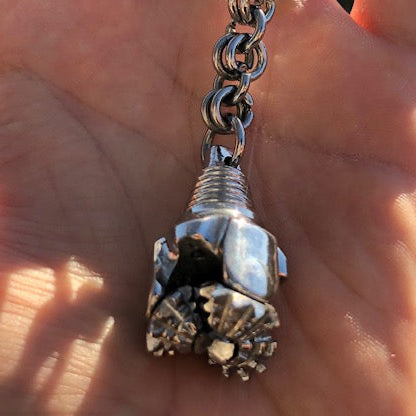 Oilfield Stainless Steel and Bronze Tricone Drill Bit Keychains