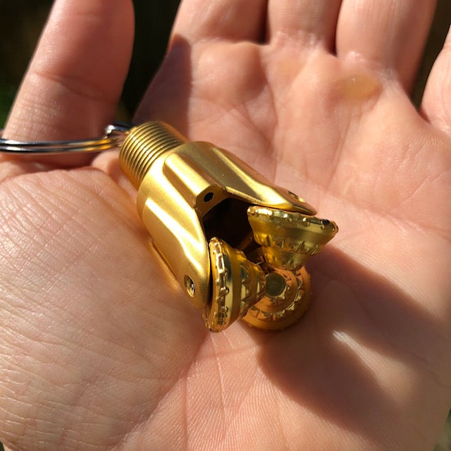 Oilfield Drill Bit Keychain Metal (Gold)