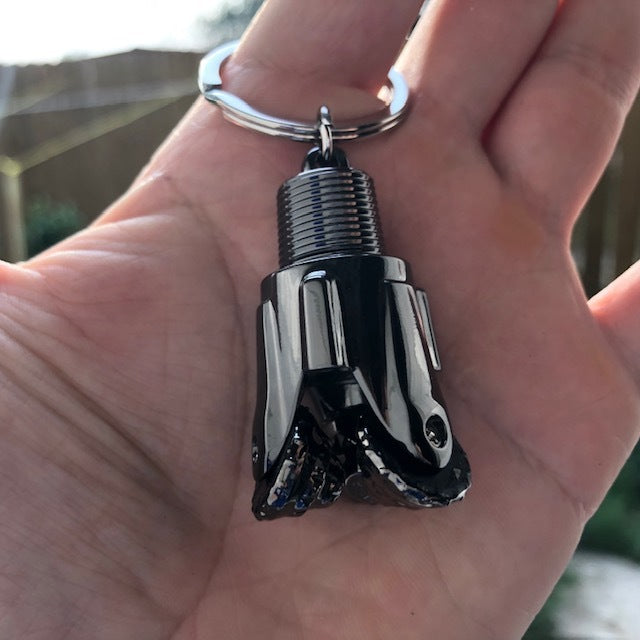 Oilfield Drill Bit Keychain Metal (Black) Oil Rig Shop