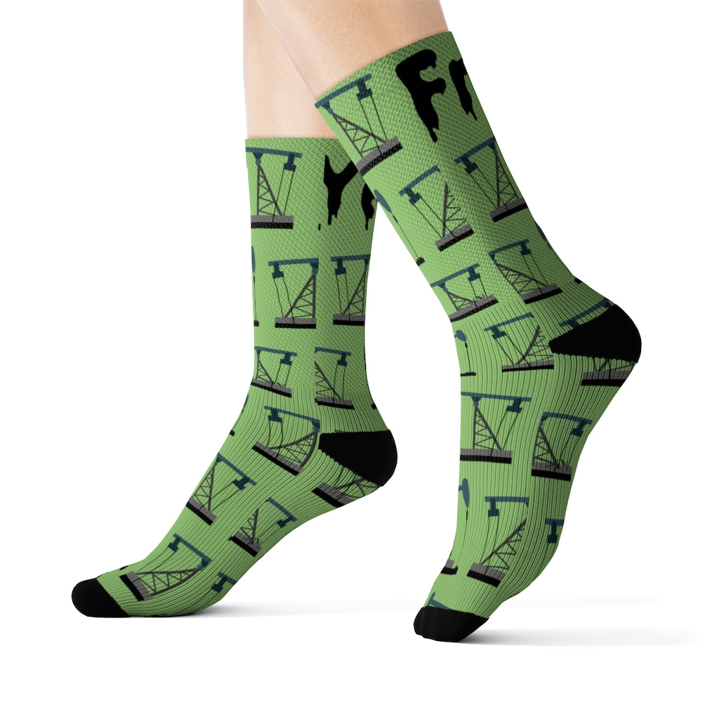 Frac Yeah! Oilfield Socks (Dollar bill color)