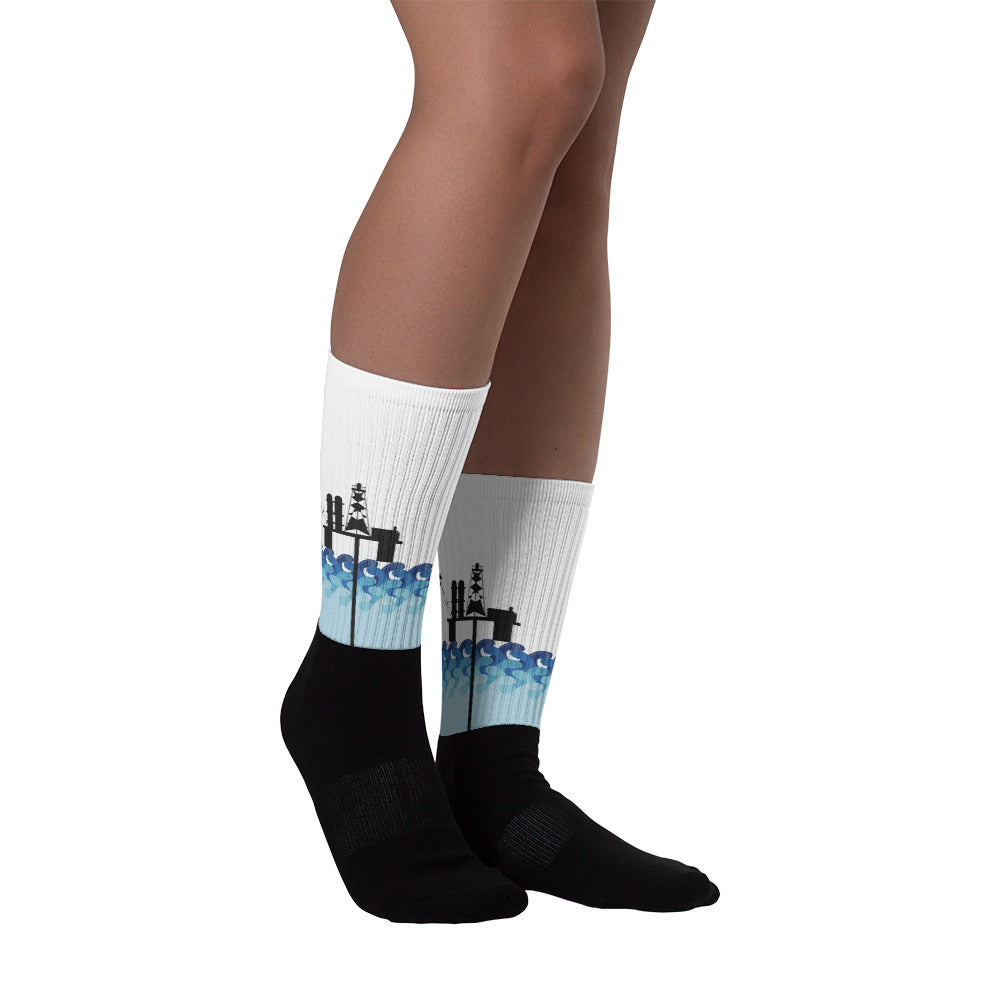 Fun semi submersible platform petroleum Unisex Socks - Oil Rig Shop Oilfield Socks #1 oilfield gift shop, oilfield socks, oilfield shirts, oilfield keychains, oilfield wife shirts, oilfield hats, roughneck gifts, driller shirts, oilfield gear, oilfield shirts for girlfriend