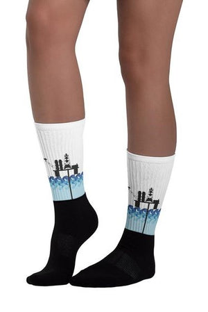 Fun semi submersible platform petroleum Unisex Socks - Oil Rig Shop Oilfield Socks #1 oilfield gift shop, oilfield socks, oilfield shirts, oilfield keychains, oilfield wife shirts, oilfield hats, roughneck gifts, driller shirts, oilfield gear, oilfield shirts for girlfriend